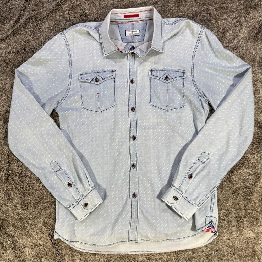 Across The Pond Men's Long Sleeve Button Up Sz M